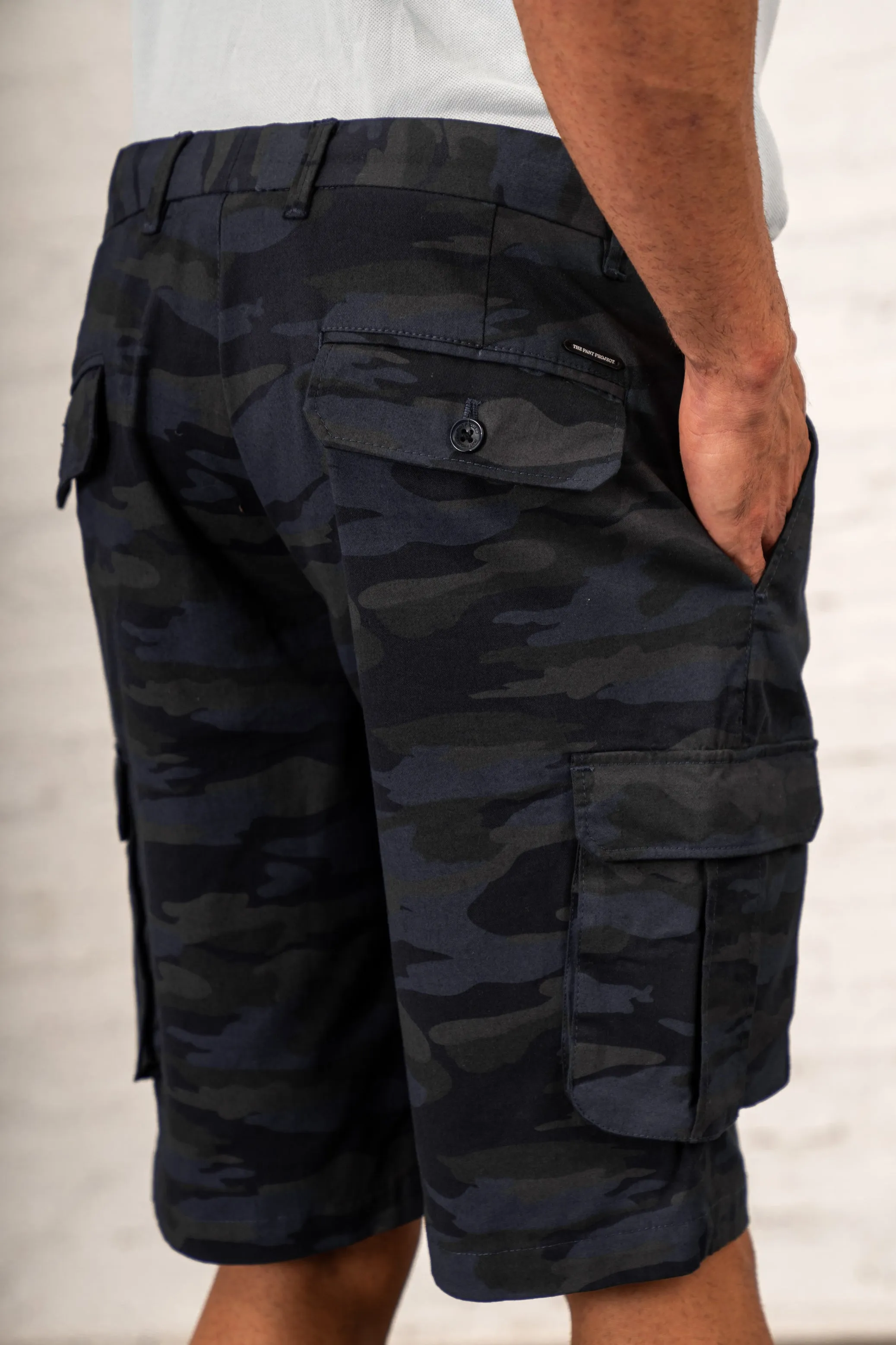 Stretch Navy Camo Cargo Shorts