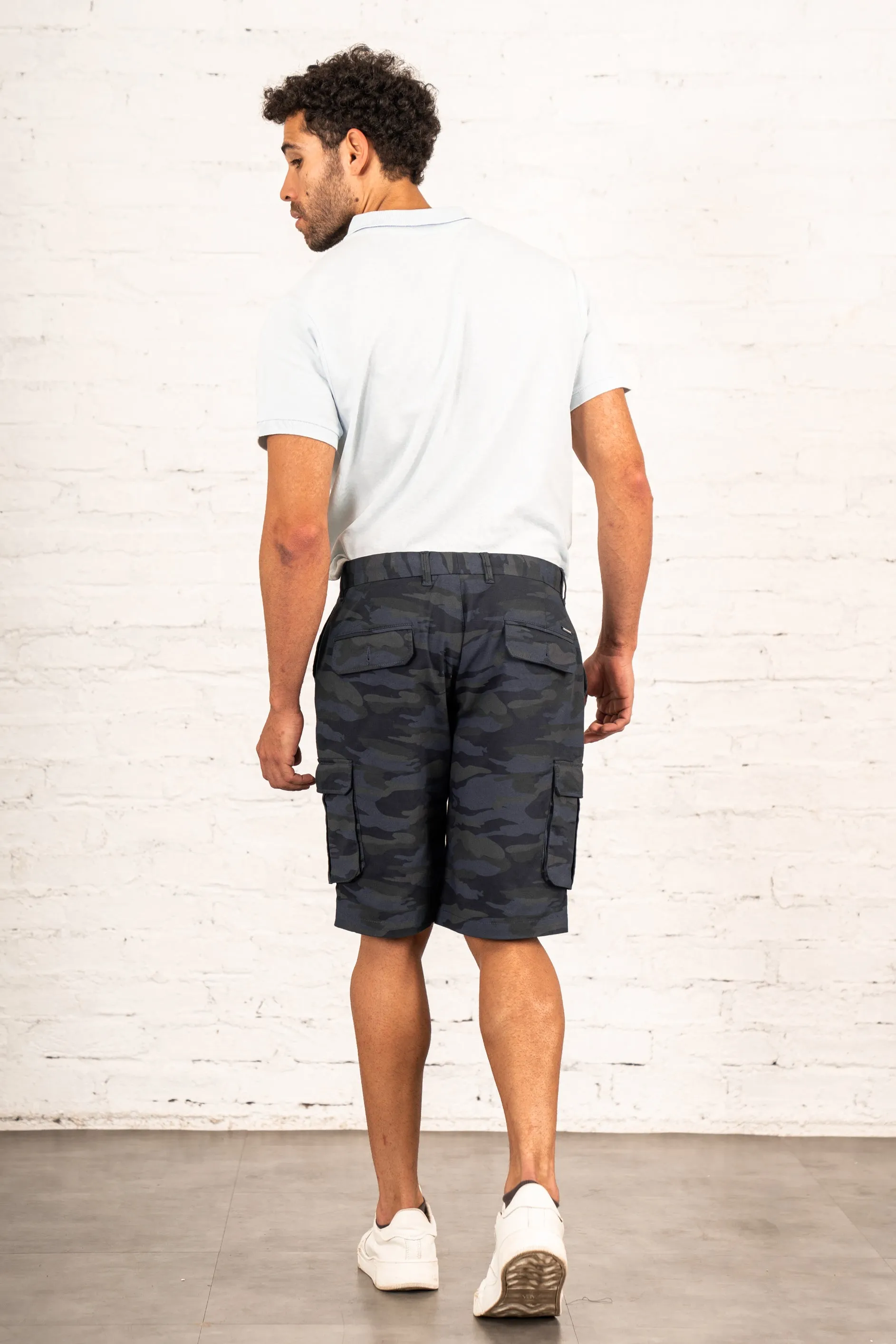 Stretch Navy Camo Cargo Shorts