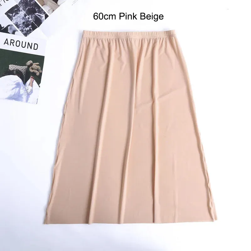 Underskirt Half Slips Dress for Women Summer Thin Ice Silk High Waist Elastic Anti-Penetrating Underskirt Lining 110KG