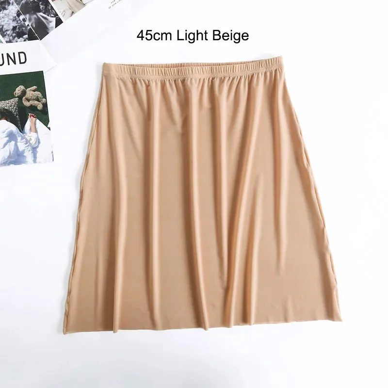 Underskirt Half Slips Dress for Women Summer Thin Ice Silk High Waist Elastic Anti-Penetrating Underskirt Lining 110KG