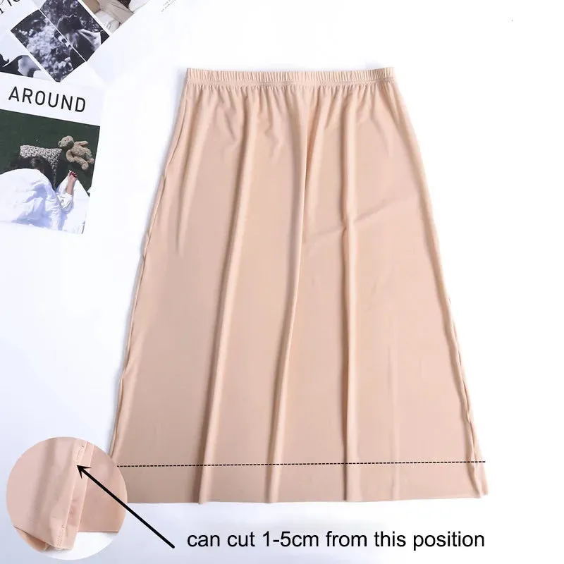 Underskirt Half Slips Dress for Women Summer Thin Ice Silk High Waist Elastic Anti-Penetrating Underskirt Lining 110KG