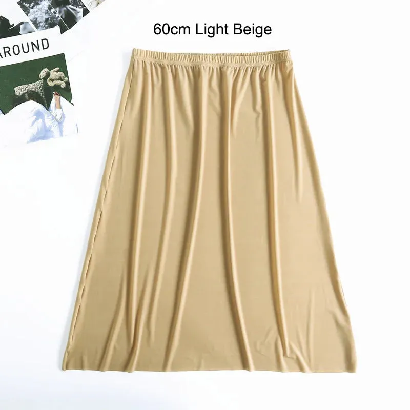 Underskirt Half Slips Dress for Women Summer Thin Ice Silk High Waist Elastic Anti-Penetrating Underskirt Lining 110KG