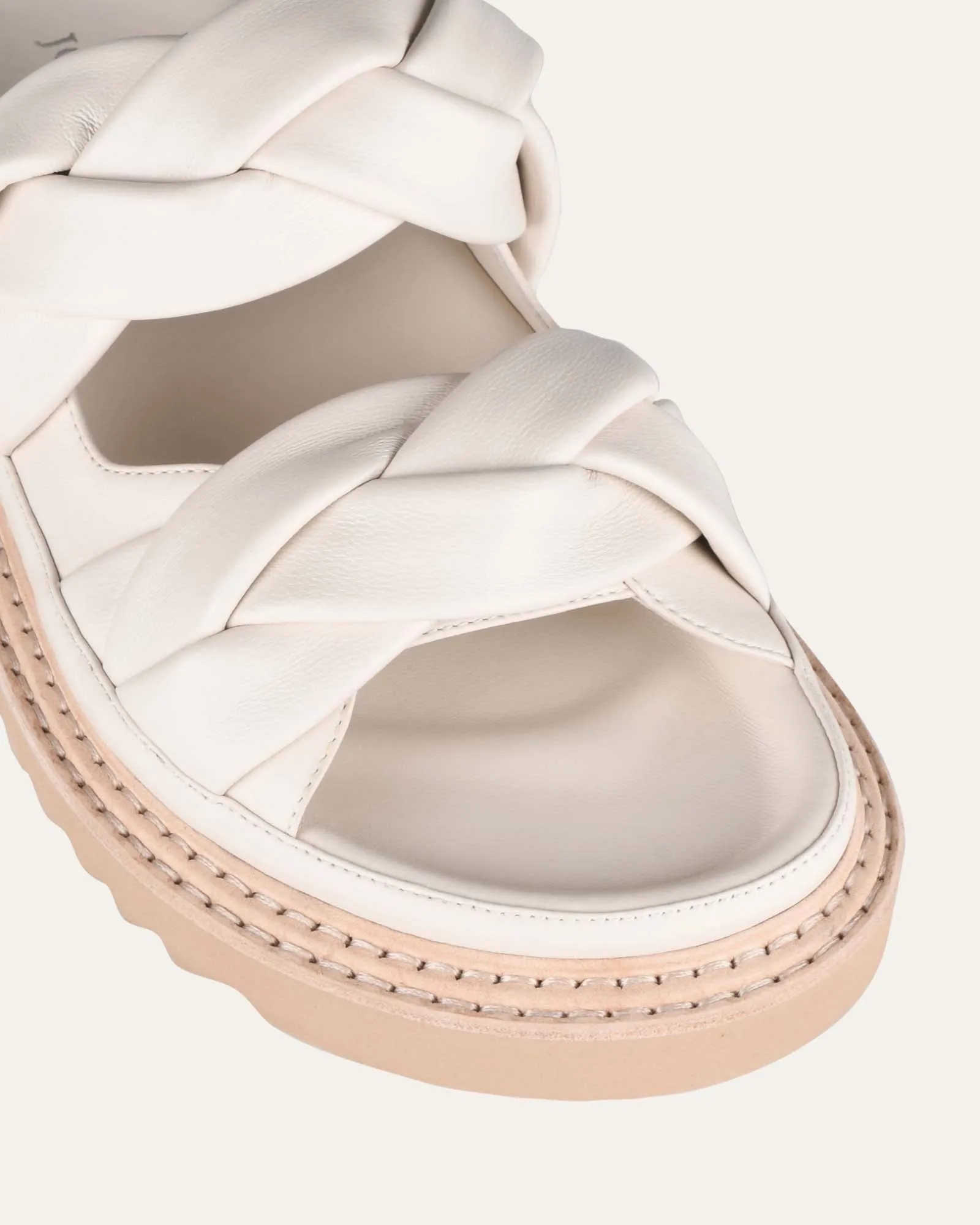 VENUS FLAT SLIDES OFF WHITE LEATHER