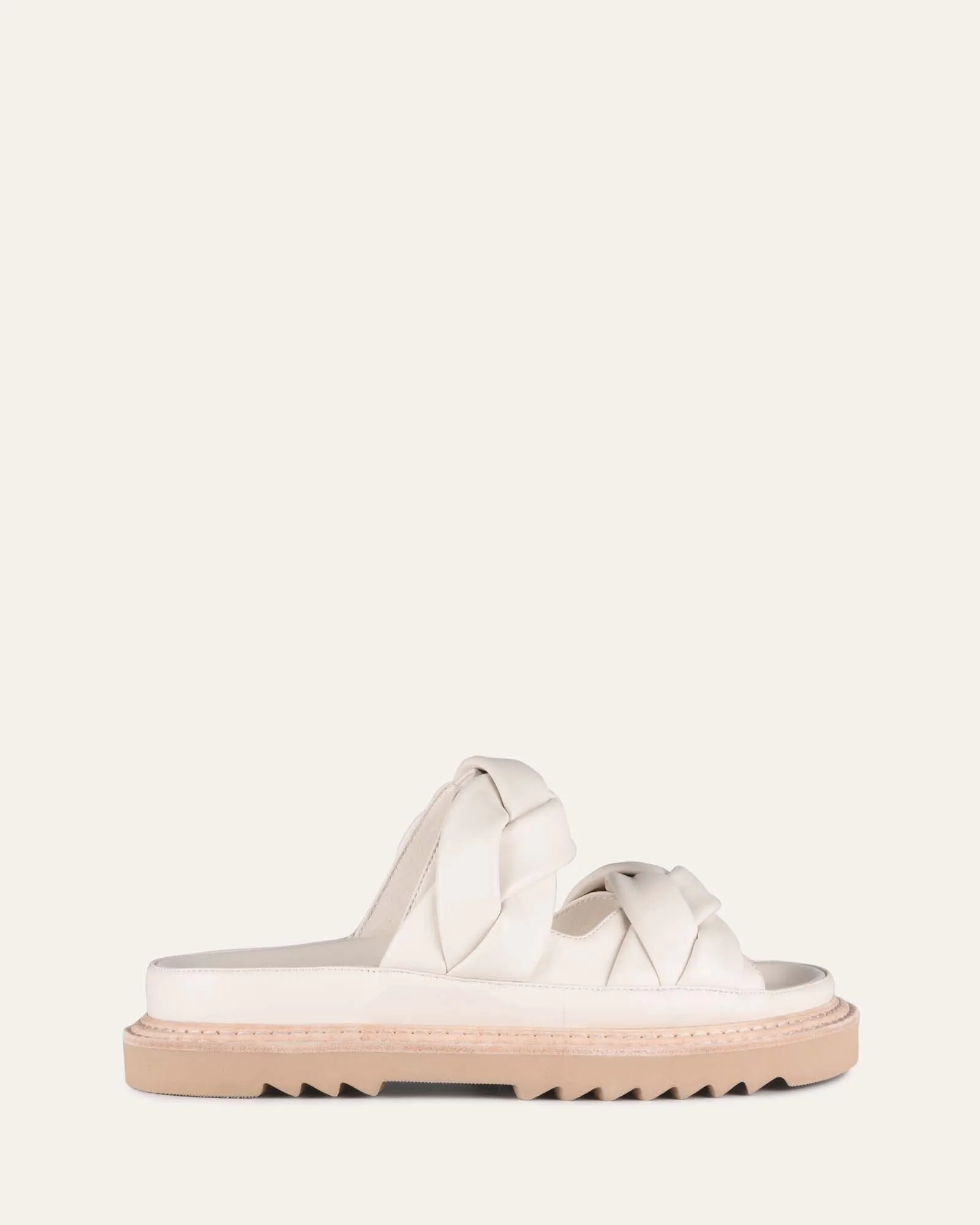 VENUS FLAT SLIDES OFF WHITE LEATHER