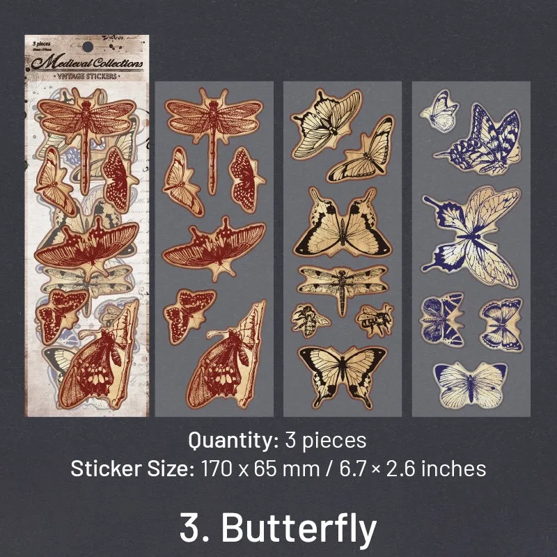 Vintage Clear Transparent Sticker Sheet - Stationery, Bottle, Butterfly, Fairy, Maritime, Clock