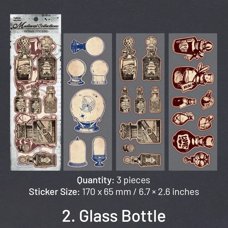 Vintage Clear Transparent Sticker Sheet - Stationery, Bottle, Butterfly, Fairy, Maritime, Clock