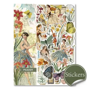 Vintage Flower Fairy Floral Frame Sticker