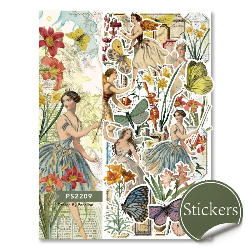 Vintage Flower Fairy Floral Frame Sticker