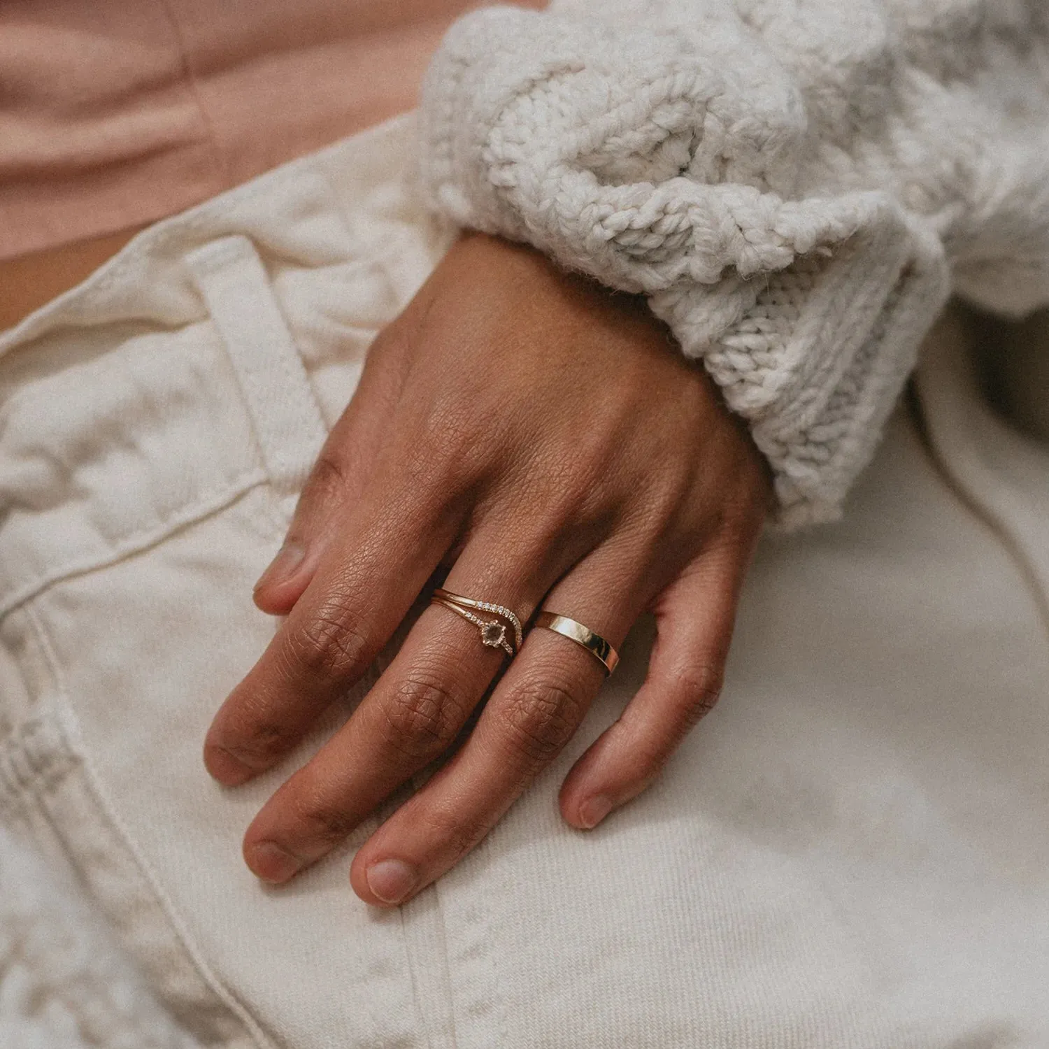 wave eternity ring - 14k rose gold, white diamond