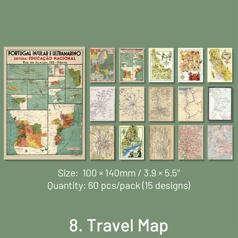 Whole Pack of Time Travel Series Vintage Scrapbook Paper Book (720 Pcs, 12 Designs)