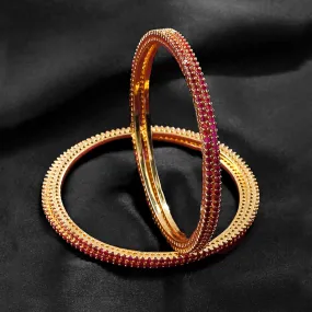 Yellow Chimes Bangles for Women & Girls Traditional American Diamond Bangles for women | Gold Tone Red AD Stone Bangles for girls | Birthday Gift For girls & women Anniversary Gift for Wife