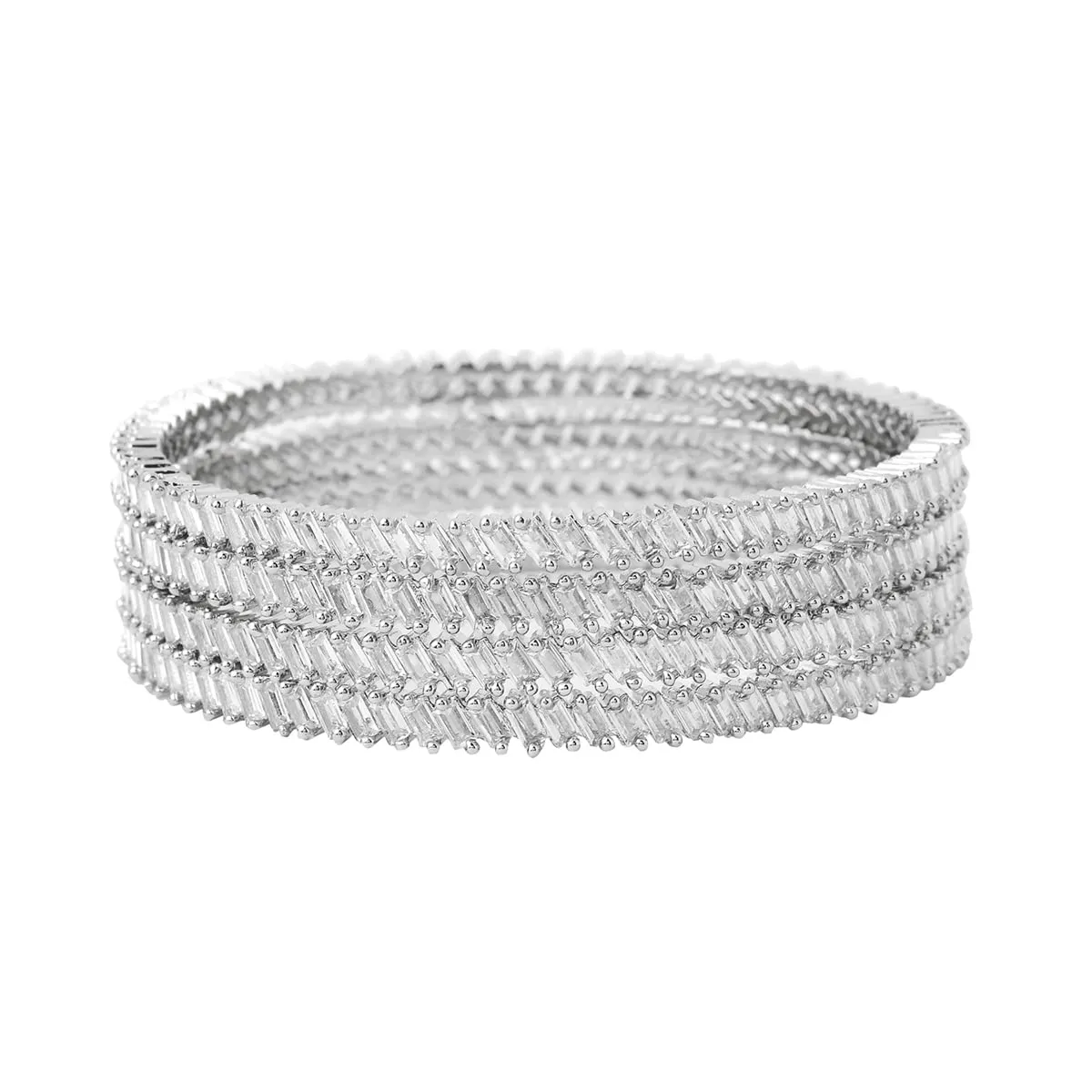 Yellow Chimes Bangles for Women & Girls Traditional American Diamond Bangles for women |Silver Tone White AD Stone Bangles for girls | Birthday Gift For girls & women Anniversary Gift for Wife