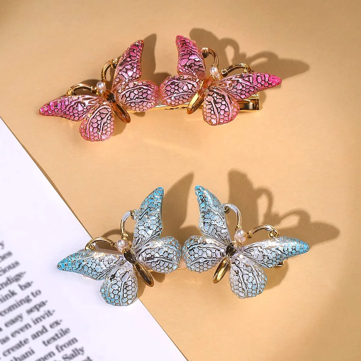 Yellow Chimes Hair Clips for Women Girls Hair Accessories for Women Butterfly Hair Clip 2 Pcs Hair Clips for Girls Hairclips Alligator Clips for Hair Pins for Women and Girls Gift For Women & Girls